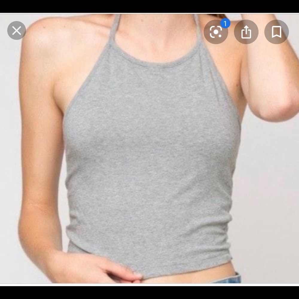 LAST CHANCE- Brandy Melville grey STRIPPED Halter